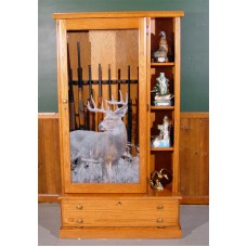#1358 Oak Gun Cabinet w/ Library 