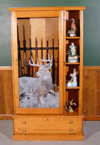 #1358 Oak Gun Cabinet w/ Library 