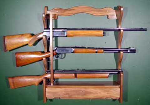 #845 Solid American Black Walnut  4-Gun Rack